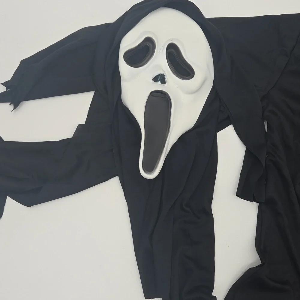 Kids Black Ghost Mask and Hooded Robe Halloween Costume